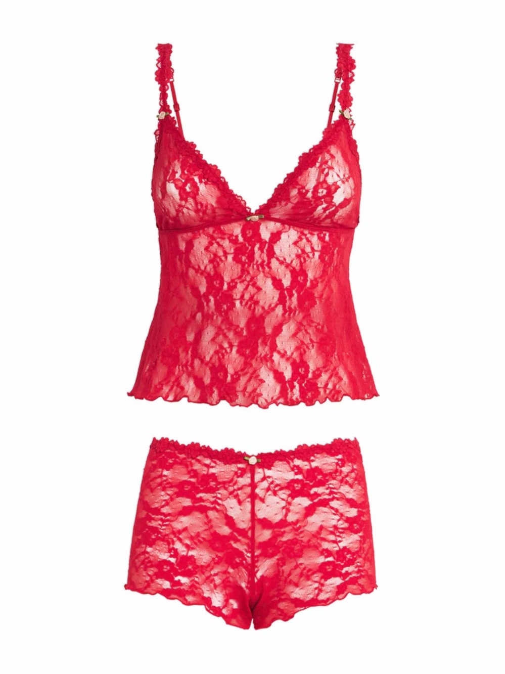 SKIMS Stretch Lace Triangle Camisole and Shorts Set - ❤️NWT ❤️ Red - S